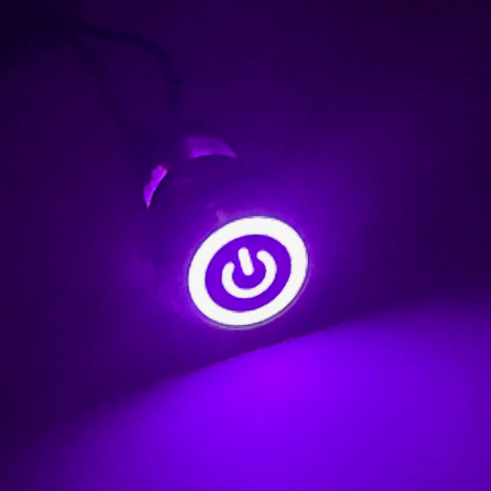 16MM Momentary POWER Button LED Backlit Purple