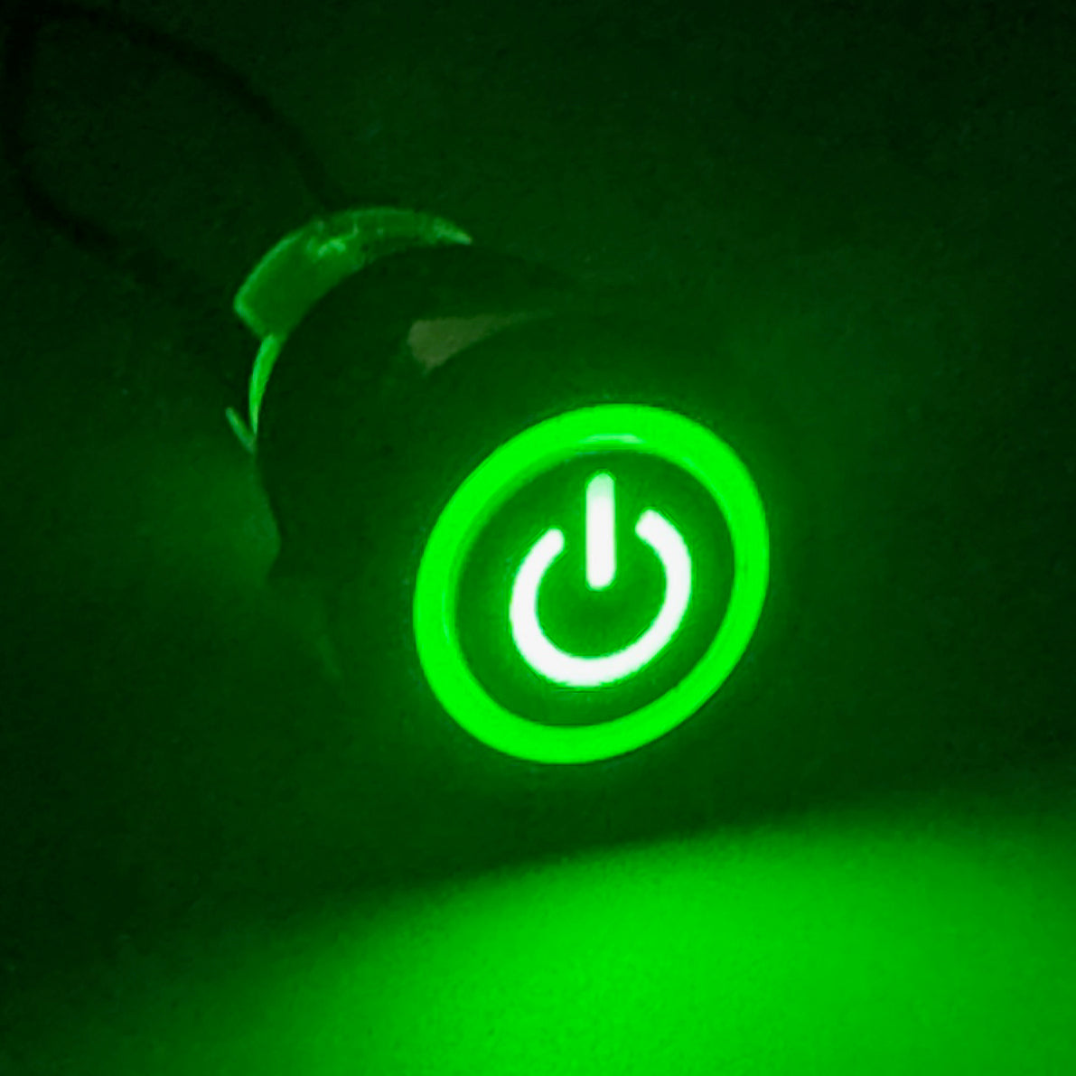 19MM Momentary POWER Button LED Backlit Green