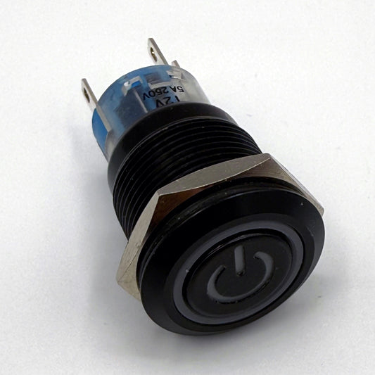 19MM Momentary POWER Button LED Backlit Green