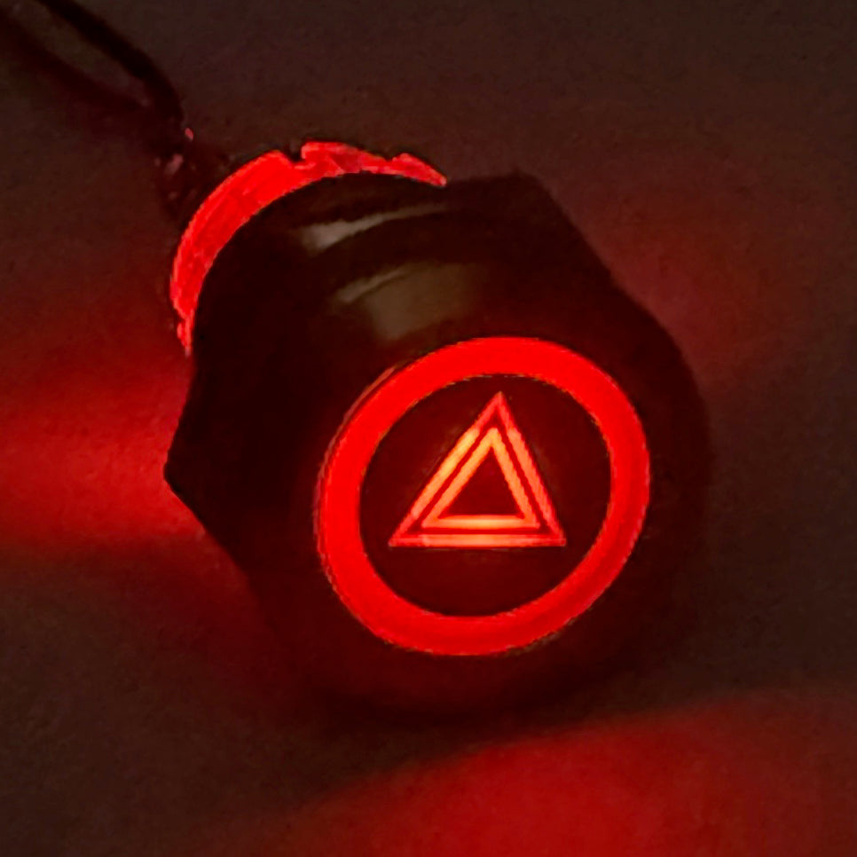 19MM Latching Hazard Button LED Backlit Red