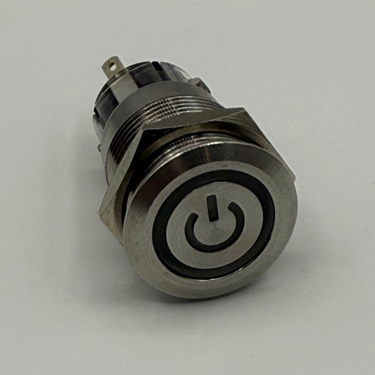 19MM Latching POWER Button LED Backlit White