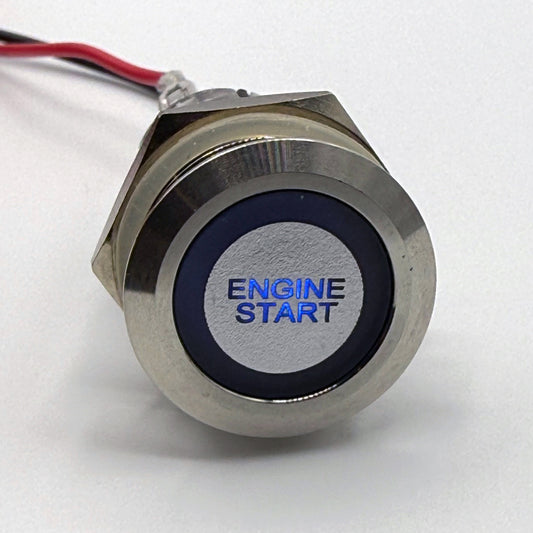 19MM Momentary Engine Start Button LED Backlit Blue